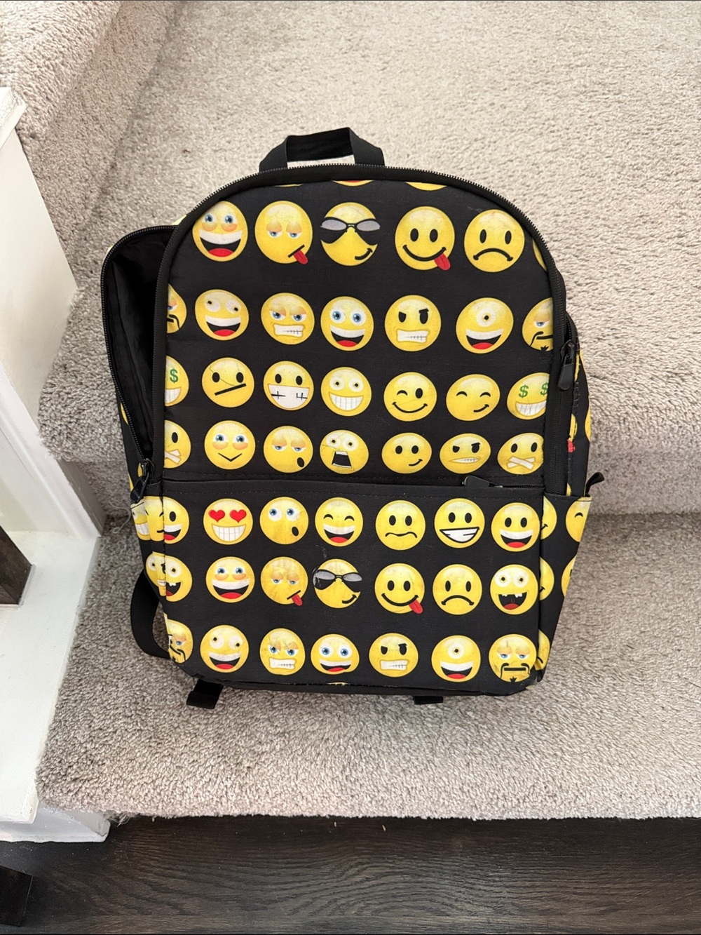 American Eagle Outfitters Black Emoji Print Backpack